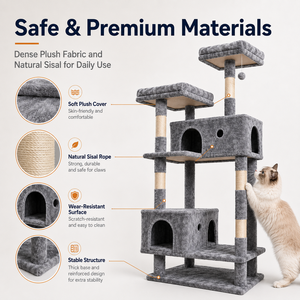 Arbre à chat OEM ODM multi-niveaux avec condo, griffoir en sisal, condo <span class=keywords><strong>XXL</strong></span> en <span class=keywords><strong>peluche</strong></span> pour maisons multi-chats - Product Image 4