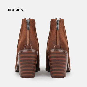 Coco SILIYA – bottines à bout pointu et talon épais pour femme, chaussures en Faux daim, à la mode, automne-hiver, taille 35-40 - Product Image 2