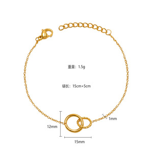 Double <b>Ring</b> Pendant <b>Necklace</b> Set Stainless Steel 18K Gold Plated Geometric Clavicle Chain Women's Jewelry Gift - Product Image 4