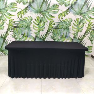6FT Spandex Table Cover Ruffled Skirt Style Stretch Table Cloth Party Tableware Reception Events
