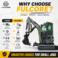 Mini-excavatrice FULCORE à faible entretien, cabine avec climatisation/chauffage en option, moteur à deux vitesses dissimulé, mini-excavatrice pour travaux de jardinage et de verger