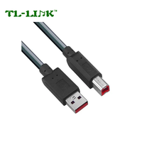 Cable plano negro USB 2,0 de alta velocidad Extensión de 1,5 m para escáner e impresora de etiquetas 5A Corriente macho B macho
