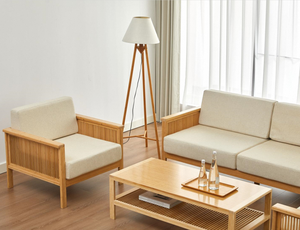 밤킨 모던 내구성 리클라이닝 모듈형 섹셔널 소파베드 세트 대나무 원목 패브릭 수납 폴리에스터 충전 거실 복도용 - Product Image 2