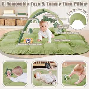 Reversible Tummy Time Mat with 5 Sensory <b>Toys</b> for Stage-Based Developmental Thick & <b>Large</b> Baby Activity Center - Product Image 3