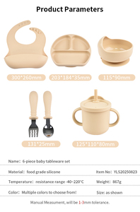 Juego de Vajilla Ecológica para Niños, Plato y Tazón de Silicona con Succión, Cuchara, Tenedor, Vaso, Babero Impermeable, Apto para Lavavajillas, Utensilios de Viaje - Product Image 2