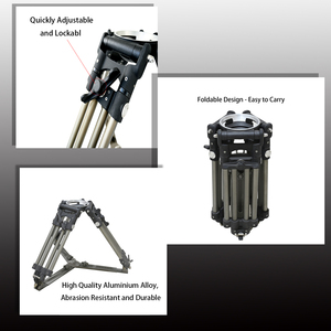 Trépied de cinéma et de télévision trépied double pied en aluminium <span class=keywords><strong>pour</strong></span> SLRS et caméras vidéo - Product Image 3
