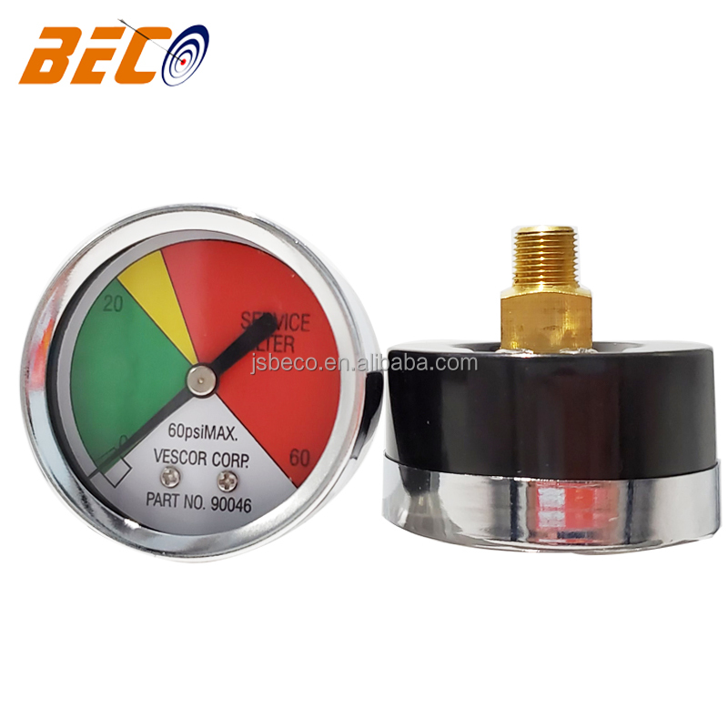 Vakuum-Manometer 0–30 InHg / 0–1 Bar – 50 Mm Mini-Dial, 1/4 BSPT Rückanschluss, Metallgehäuse, Für Luft, Wasser, Öl & Gas