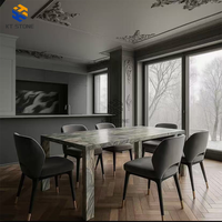 Table à manger rectangulaire en marbre brun haut de gamme KT STONE, luxueuse et élégante, pour usage commercial et domestique, vente directe d'usine