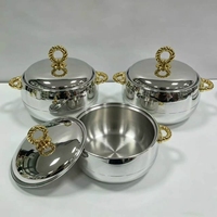 Ensemble de 3 casseroles isothermes à double paroi avec poignée dorée facetée, 1L, 2L, 3.5L, pour garder les aliments au chaud, Ramadan, Iftar, Afrique, mariage, fête