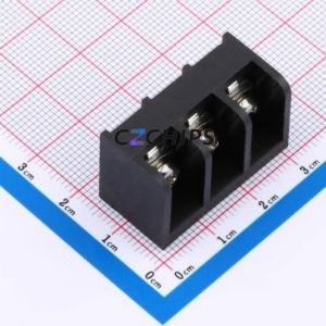 MXHB9500-9.5-03P-BK01-Cu-S-A Barrier Terminal Block Through hole,P=9.5mm Connector Three Sides 9.5mm 1x3P Straight Pin - Product Image 1