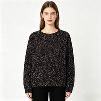 Pull-over en tricot personnalisé pour femme, col rond, coupe courte, couleurs mélangées, respirant, confortable, avec broderie