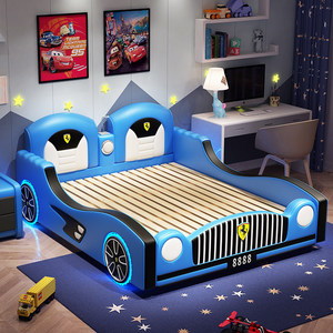 Luxuriöses Rotes Rennwagenbett für Jungen Kinderzimmermöbel Cooles Sportwagenförmiges Kleinkinderbett mit LED-Beleuchtung - Product Image 6