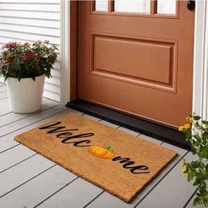 Tapis de porte d'entrée Cangming Halloween en imitation fibre de coco, lavable, antidérapant, motif citrouille et fantôme - Product Image 3