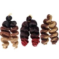 Extension per capelli sintetici ricci marroni da 12 pollici per trecce ombre, onde sciolte, ricci francesi, trecce corte, saltellanti e voluminose, tinte, 75g