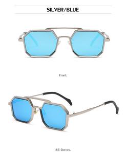 QSKY nouveau design bas prix rétro petite monture carrée polygonale double faisceau pare-<span class=keywords><strong>soleil</strong></span> personnalisé métal logo steampunk lunettes de <span class=keywords><strong>soleil</strong></span> - Product Image 5