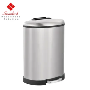 Großer Außen-Edelstahl-Abfallbehälter mit Pedal für Haus Büro Küche Badezimmer-50 L Kapazität Deckel Müllrecycling