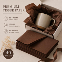 Papier de soie marron chocolat de qualité supérieure, doux, 17 g/m², à motifs floraux, pour emballage cadeau et bougies