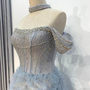 Chic Blue <strong>Ombre</strong> Tiered Ruffles Evening <strong>Dresses</strong> Luxury Dubai Ball Gown Prom <strong>Dress</strong> for Women <strong>Wedding</strong> Party Lsmz02-2 - Product Image 2