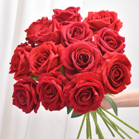 Buket Bunga Mawar Beludru Buatan 10cm untuk Dekorasi Rumah, Hotel, Pernikahan, Hari Valentine, dan Rangkaian Dinding