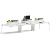 Poste de travail de bureau individuel moderne en bois avec cloison de séparation et bureau informatique, ensemble de mobilier personnalisable