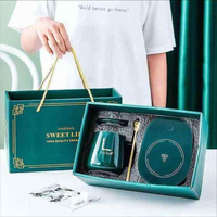 Ensemble cadeau d'entreprise promotionnel personnalisable à faible MOQ, chauffe-tasse en céramique intelligent électrique USB pour bureau et maison avec cuillère