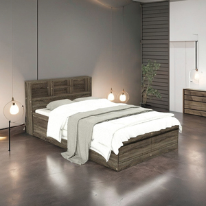 High Quality 2285 Modern Wood Super Single <b>Bed</b> <b>Frame</b> Storage Headboard Particle Board Bedstead With Drawers Natural Oak - Product Image 2