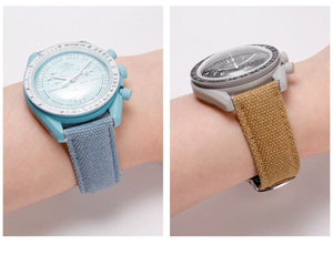 สายนาฬิกาไนลอนผ้าใบสำหรับเปลี่ยน rolx OMG <span class=keywords><strong>Apple</strong></span> iWatch สมาร์ทวอทช์สายรัดข้อมือ sailcloth 20มม. 22มม. - Product Image 6