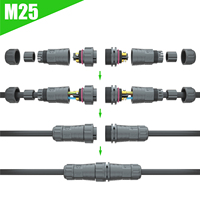 Câble d'alimentation AOHUA M25 2 3 broches IP68, fiches mâle et femelle étanches pour extérieur