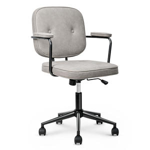 Chaise de bureau ergonomique moderne en fer, réglable en hauteur, pivotante à 360°, dossier solide imperméable avec accoudoirs pour le bureau à domicile - Product Image 1