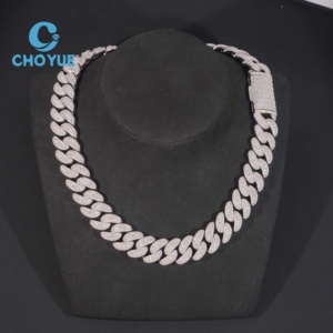 ลดราคาพิเศษ สร้อยคอเงินแท้ S925 ขนาด 18 มม. แบบ Cuban Link 4 แถว ประดับเพชรโมอิสซาไนต์ สไตล์ฮิปฮอป เครื่องประดับคุณภาพสูง สร้อยคอผู้ชาย ผ่านการทดสอบเพชร GRA - Product Image 6