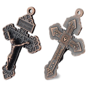 Ciondolo con croce e croce di Pardon cattolico placcato in rame antico in lega di zinco metallo 55x33mm regalo <span class=keywords><strong>poli</strong></span> sacchetto pendenti con ciondoli religiosi - Product Image 1