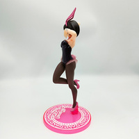Figurine de lapine en PVC personnalisée avec base de présentation rose, jouet d'art fantastique de collection, statue décorative, fabricant OEM ODM