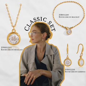 Stainless Steel Zircon Jewelry <b>Set</b> Bezel Setting Round Pendant Necklace <b>Bracelet</b> Earrings Women's Party Fashion - Product Image 2