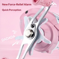 Moulinet de pêche longue portée Macaron Rose Teardrop avec alarme de frein, moulinet baitcasting léger, rapport de transfert 6.3:1, pour la pêche en surf
