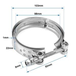 Pinces de serrage de tube à bande en v à boulon robuste en acier inoxydable en métal collier de serrage hydraulique de tuyau d'échappement solide