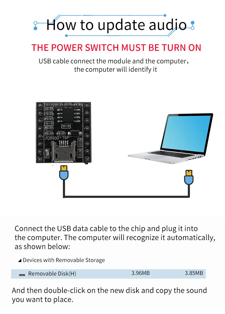 โมดูลเครื่องเล่นเพลงโมดูลเครื่องเล่นเพลงและ MP3ด้วยเสียงโมดูลบระจายเสียงแบบ USB ตั้งโปรแกรมได้ JQ8900-16p