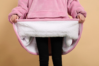 Oversized 100% polyester Sherpa hooded sweatshirt deken, aanpasbaar ontwerp, anti-pilling, draagbaar winterkleding