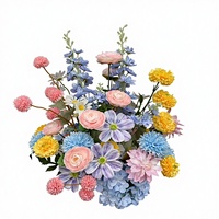 Boule de fleurs de haute qualité de 35 cm, rose, bleu, orange, colorée, arrangement floral pour la décoration de table de mariage