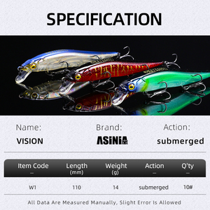 Señuelo Bearking Asinia Logo <span class=keywords><strong>Vision</strong></span> 110 Shad 11cm 14g Minnow Wobbler - Product Image 2