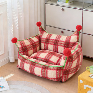 Plaid <b>sofa</b> <b>cat</b> bed winter 2025 new style thickened <b>cat</b> sleeping bed warm winter pet extra large - Product Image 2