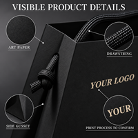 Sacs cosmétiques en papier d'art de luxe personnalisés avec poignées à cordon noir pour l'emballage de produits de beauté, conception de logo et commandes en gros