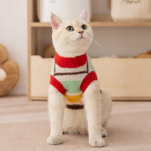 Suéter para Mascotas con Diseño de Estrellas y Rayas, Estilo Informal y Moderno, Tejido Cálido para Clima Frío, Conjunto Combinable para Dueños de Perros y Perros Pequeños - Product Image 4