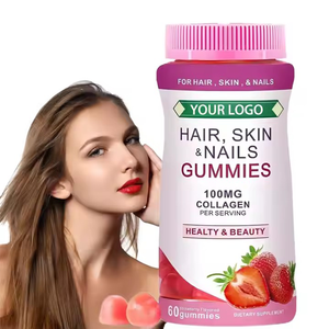 Private Label 60 Gummies Aardbeiensmaak Biotine Supplement Haar Nagel Huidgroei Beer <span class=keywords><strong>Gummy</strong></span> <span class=keywords><strong>Hair</strong></span> Vitaminen - Product Image 1