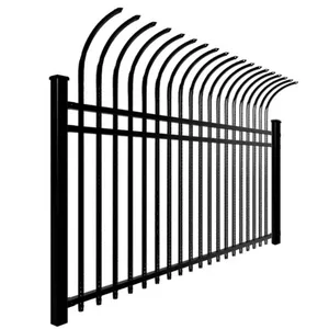 批发6ftx8ft可定制黑色金属花园钢栅栏防锈镀锌钢栅栏门家用