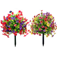 Boules Topiaires Artificielles UV pour l'Extérieur, Violette, Plante avec Spike, Piquet de Jardin, Faux Arbre à Fleurs pour Ferme