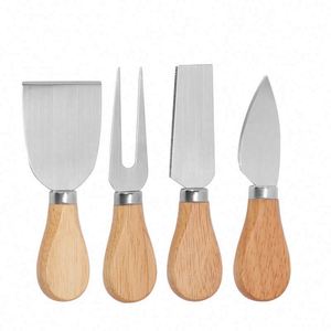 4pcs Unique Cheese Knife Tool <b>Set</b> Wood Bamboo Handle Stainless Steel Cheese Knife <b>Set</b> for Cheese Pizza - Product Image 1