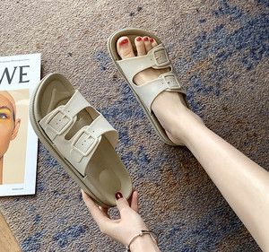 Women's Summer New Adjust 2 Strap for Slippers Sandals Buckle Korean Style Wide <b>Slide</b> Soft Bottom Anti-Slippery Cushioning - Product Image 5