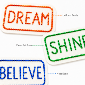 Patchs perlés faits à la main, assortiment de slogans motivants 'Believe', 'Thrive', 'Dream', badges brodés de perles de rocaille pour vestes, <span class=keywords><strong>en</strong></span> gros - Product Image 2