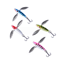 Mini leurre métallique double spinner blade 7g 50mm avec hameçon triple pour la pêche sur glace, la truite, la perche et la pêche en eau douce