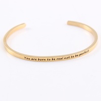 Bracelet manchette en acier titane inspirant Minra or acier inoxydable gravure ouverte personnalisable bijoux de mode